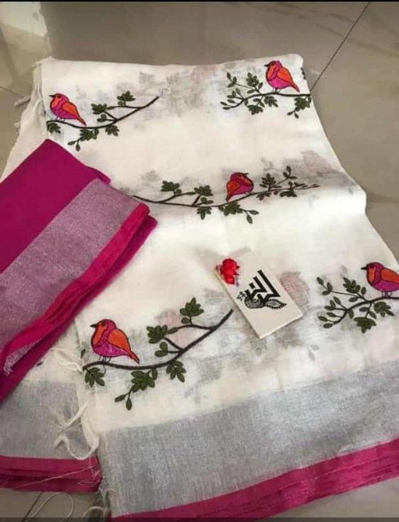 New Arrival Designer Linen Silk Saree