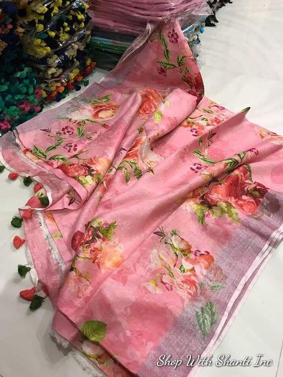 New Arrival Designer Linen Silk Saree