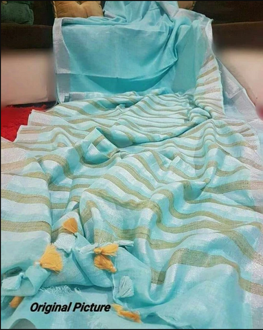 Awesome Sky Blue Color Designer Saree