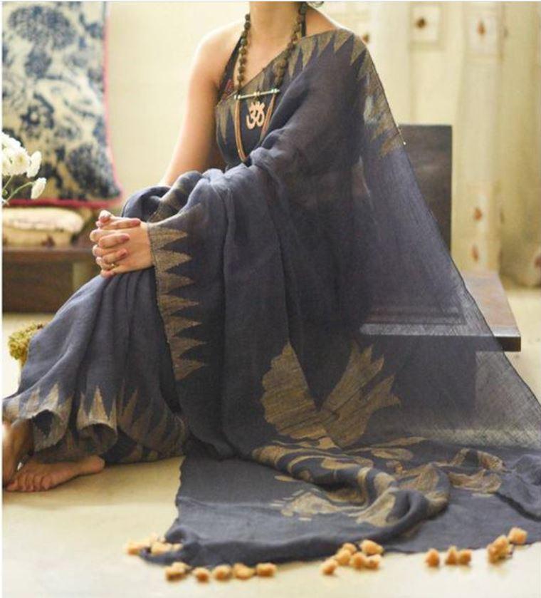 New Arrival Designer Linen Silk Saree