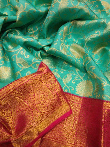Eye Cathing Green Color Silk  Designer Saree
