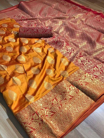 Dashing Mustard Color Kanchipuram Silk Saree