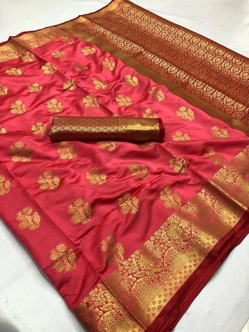 Dashing Red Color Kanchipuram Silk Saree
