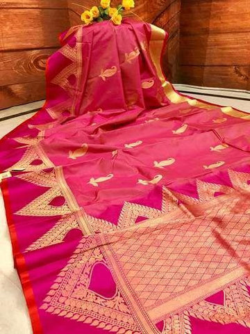 Attractive Pink Color Designer Silk Saree