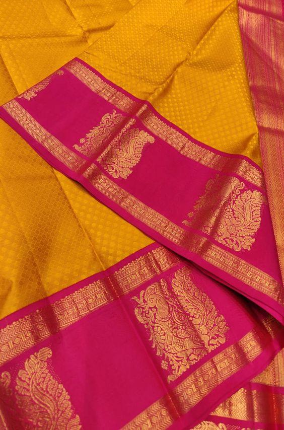 Dashing Yellow And Pink Color Designer Silk Saree