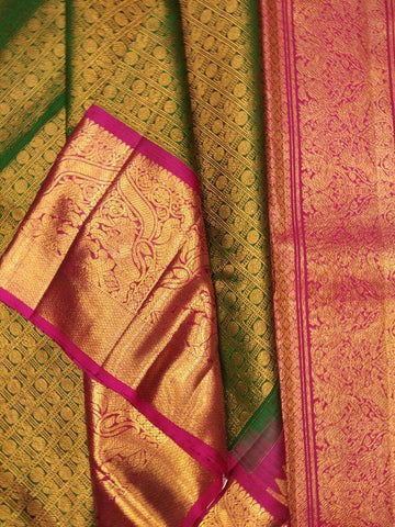 Fantastic Green And Pink Color Designer Silk Saree