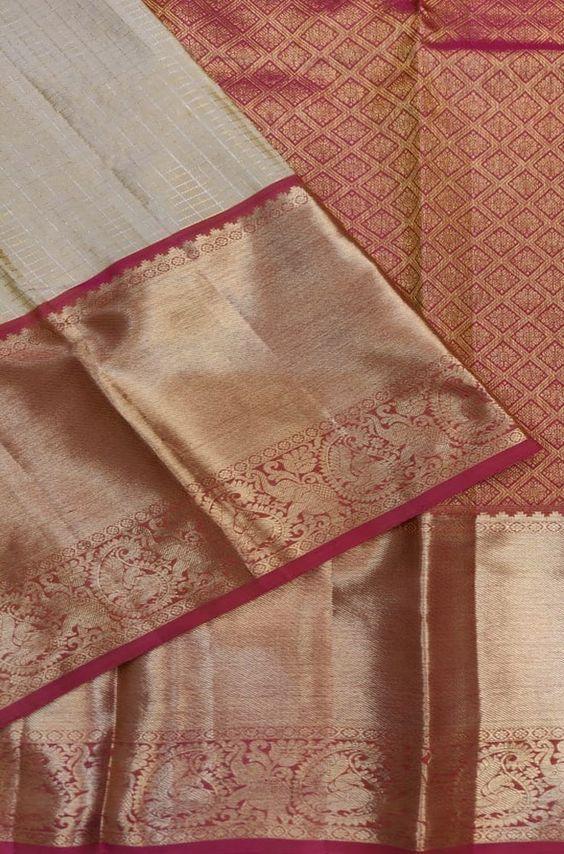 Beautiful Cream And Red Color Designer Silk  Saree