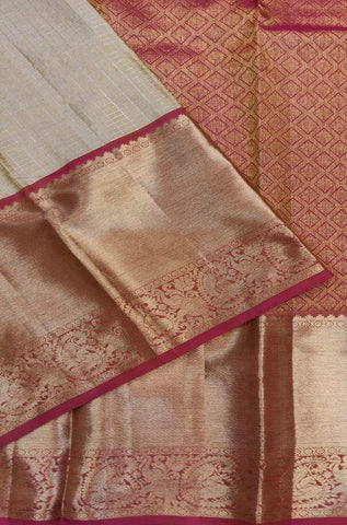 Beautiful Cream And Red Color Designer Silk  Saree