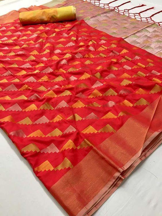 Adorable Red Color Designer Saree
