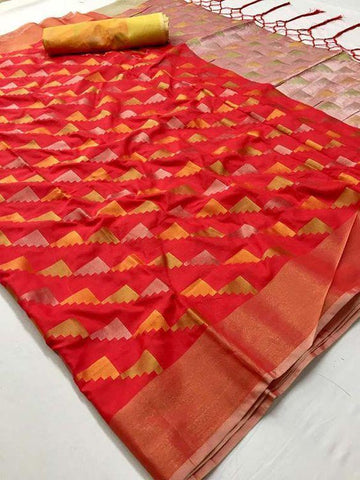 Adorable Red Color Designer Saree