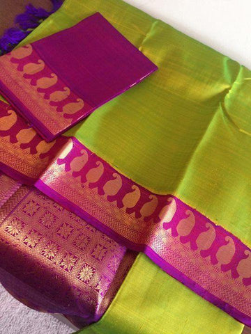 Awesome Parrot Green Color Designer Saree