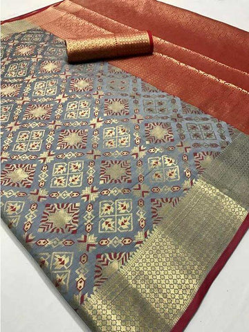 Captivating Gray Color Designer Saree