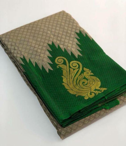 Latest Cream and Green Color Designer Saree