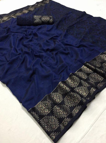 Fancy Navy Blue Color Designer Saree
