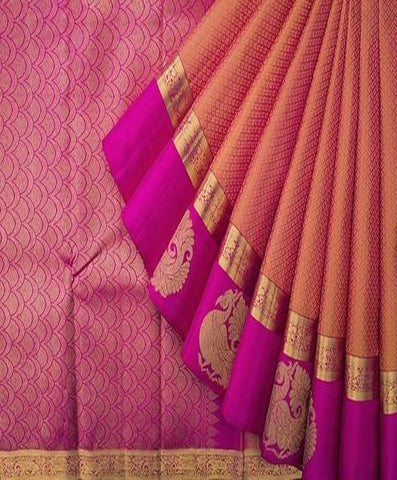 Awesome Orange And Pink Color Designer Saree