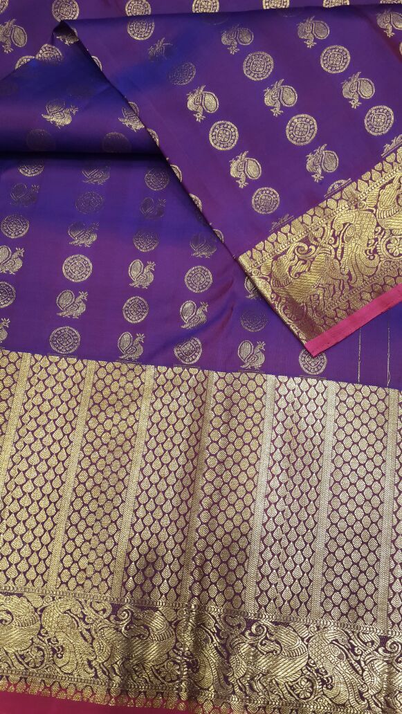 Blissful purple Color Kanjivarm Designer Sareee