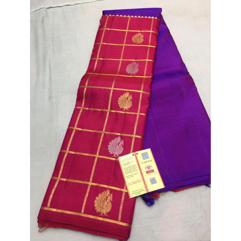 Designer Red & Purple Color Kanjivarm Designer Saree