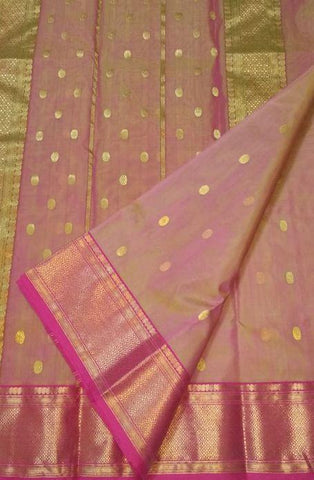 South Indian Peach Color Kanjivarm Designer Saree