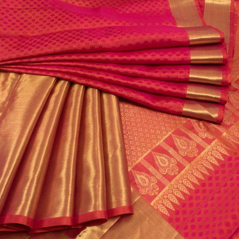 Awosome Pink Color Kanjivarm Designer Saree