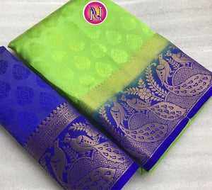Exclusive Parrot & Blue Color Kanjivarm Designer Saree