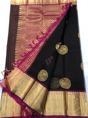 Awesome Black Color Kanjivarm Designer Saree