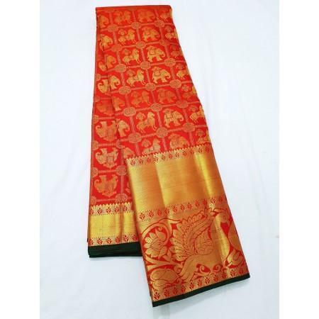 Adhesive Red Color Kanjivarm Designer Saree