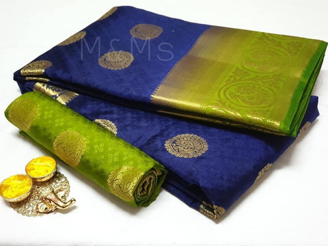 Fancy Blue Color Kanjivarm Designer Saree