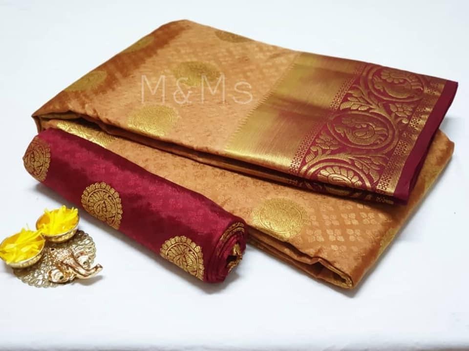 Fancy Brown Color Kanjivarm Designer Saree