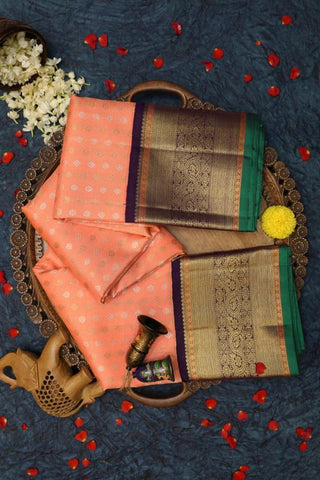 Admireable Peach Color Kanjivarm Designer Saree