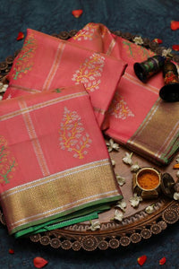 Admireable Peach Color Kanjivarm Designer Saree