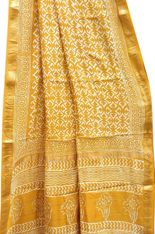 Excellent Yellow & Golden Color Kanjivarm Designer Saree