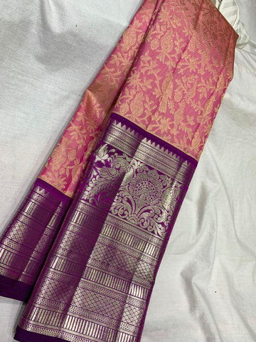 Awesome Light Pink Color Designer Silk Saree