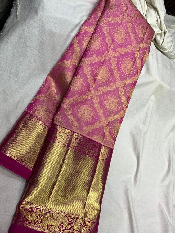 Attractive Pink Color Designer Silk Saree