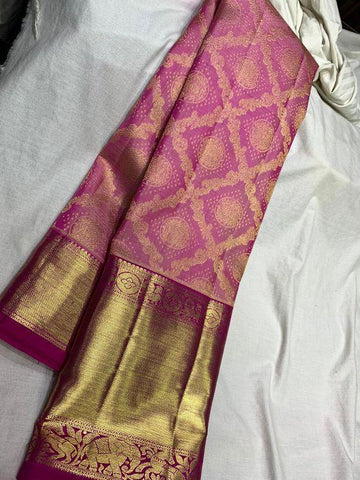 Attractive Pink Color Designer Silk Saree