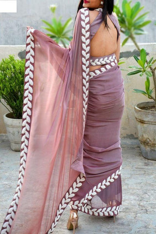 Dashing Peach Color Designer Saree