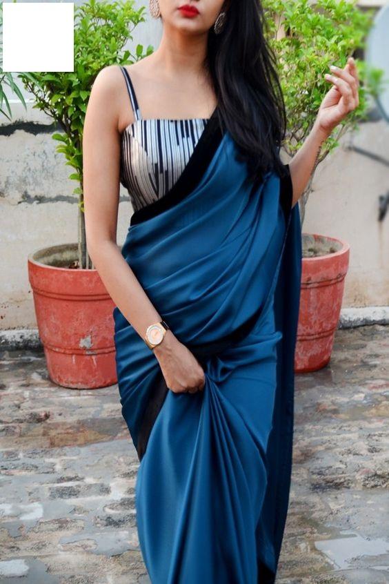 Awesome Blue Color Silk Designer Saree