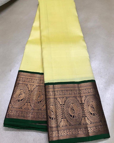 Dashing Light Yellow Color Silk Designer Saree