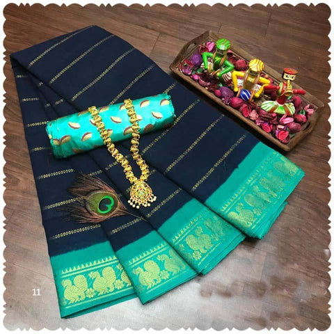 Beautiful Blue Color Designer Silk Saree