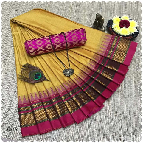 Fantastic Mustard Color Designer Silk Saree