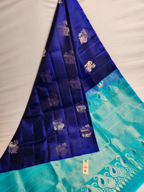 Adhesiv blue Color Designer Saree