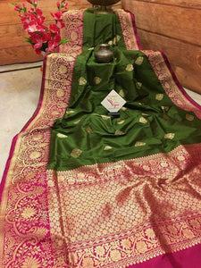 Exclusive Green and Pink Color Designer Saree