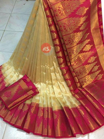 Exclusive Cream and Pink Color Designer Saree